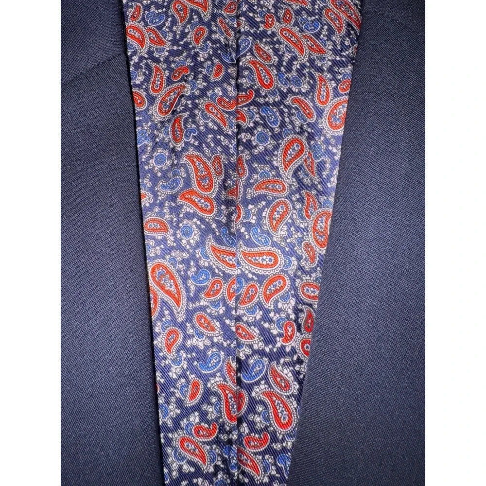 Vintage Prince of Wales Rotterdam Wool Blazer Mens 40M Navy Blue Silk Lined